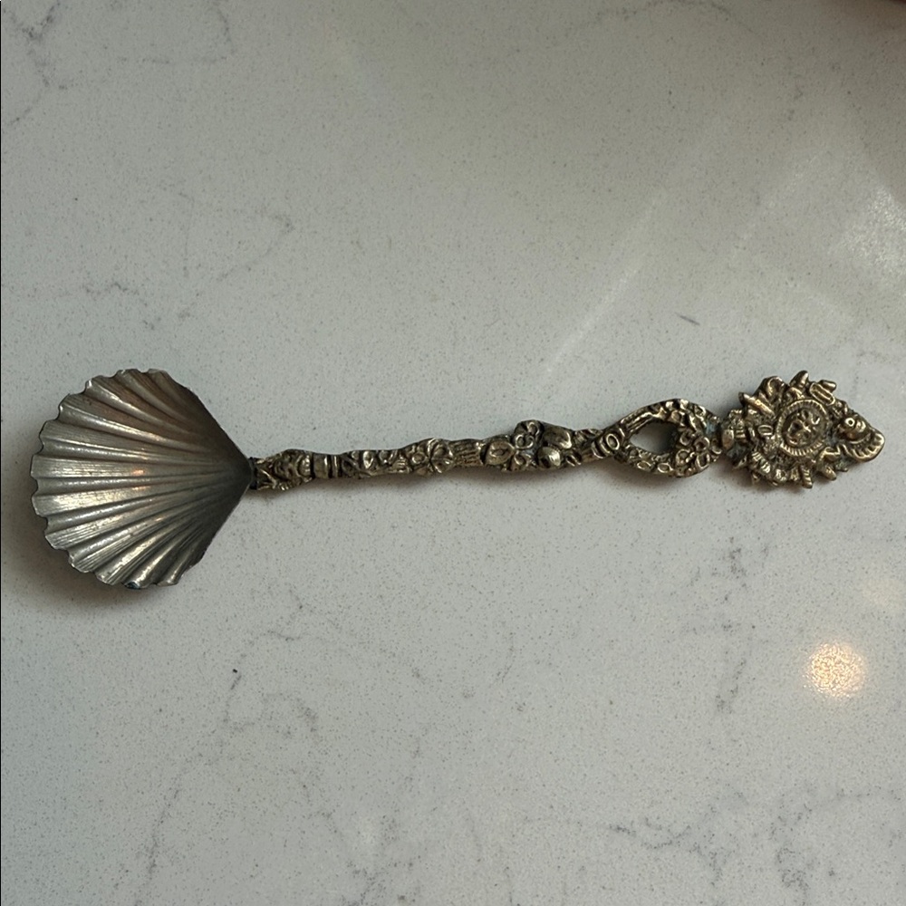 vintage Italian figural shell spoon- silver tone
